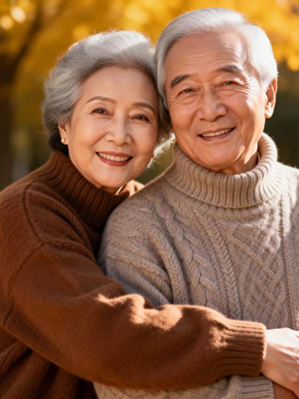 夕阳下的幸福笑容图片