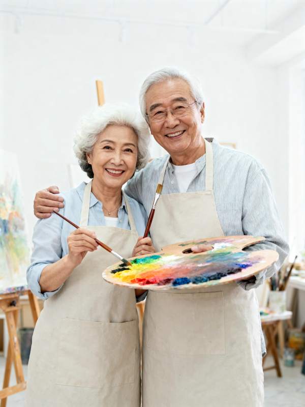 老夫妇共绘艺术人生图片