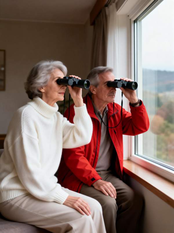 窗边观景的老人图片