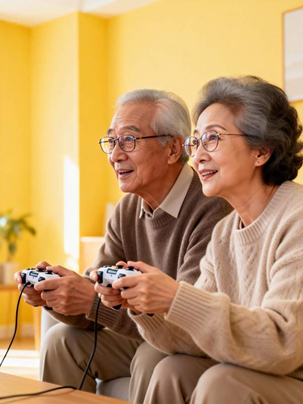 银发夫妇游戏时光图片