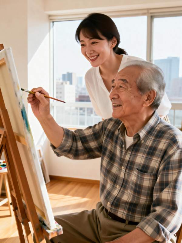 祖孙共绘温馨时光图片