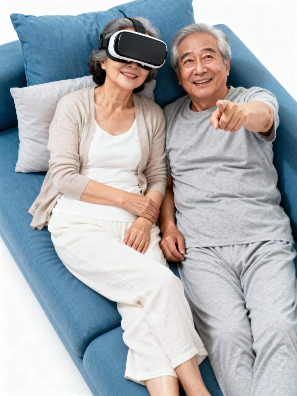 老人体验VR乐趣图片