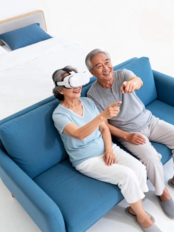老人畅享VR乐趣图片