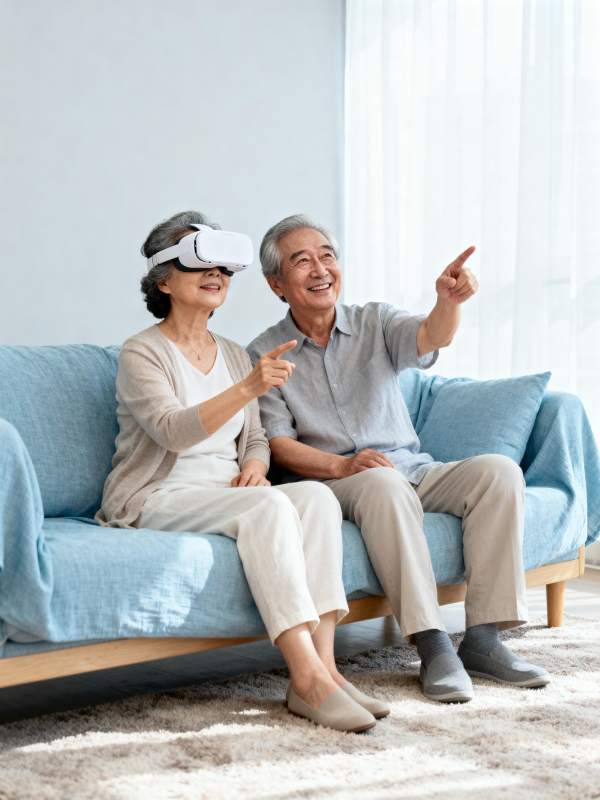 老人畅享VR时光图片