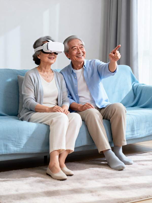 老夫妇体验VR乐趣图片