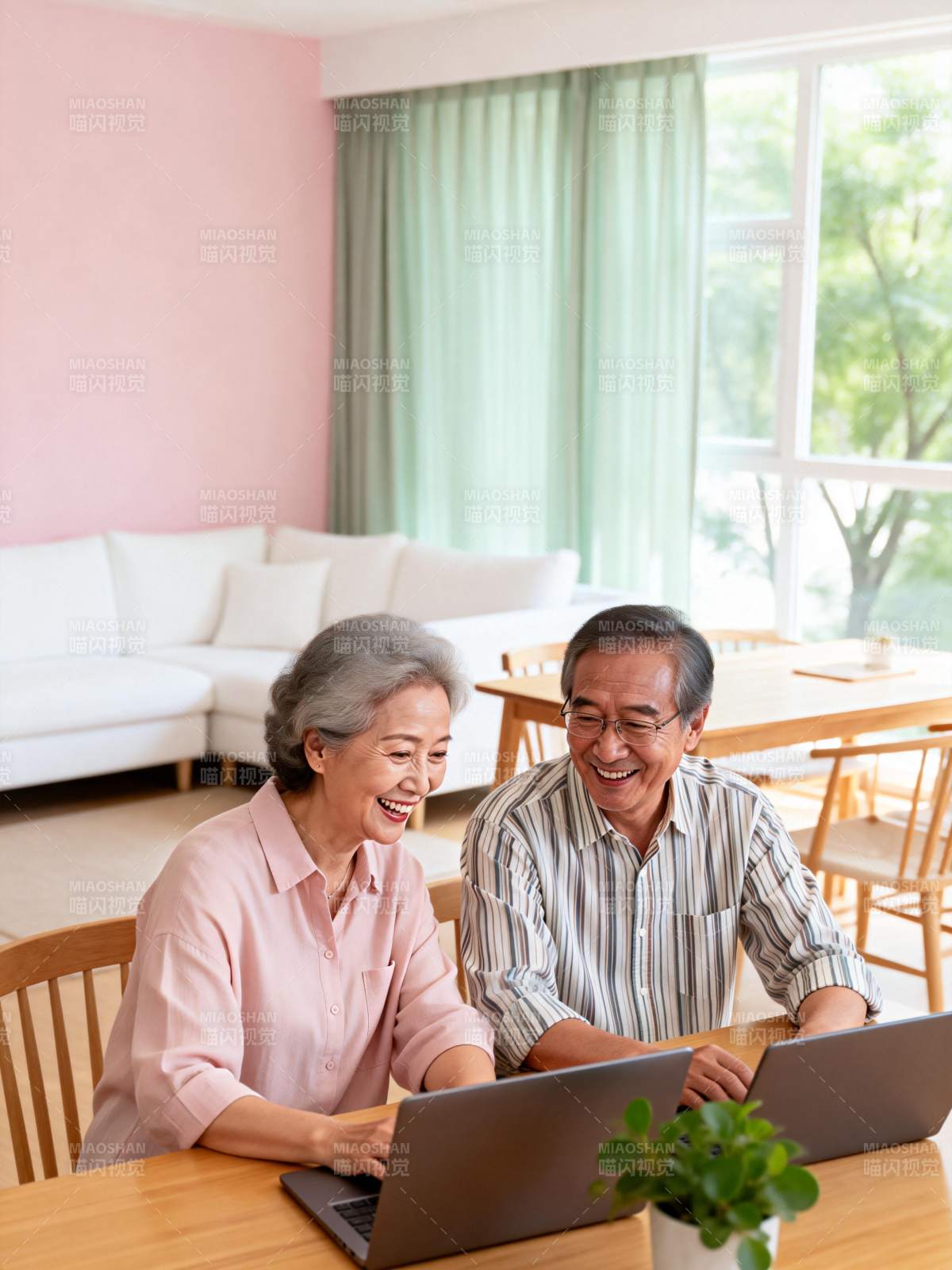 老年夫妇共用电脑图片