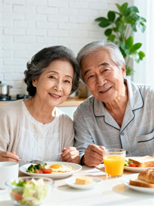 幸福晚年共进早餐图片