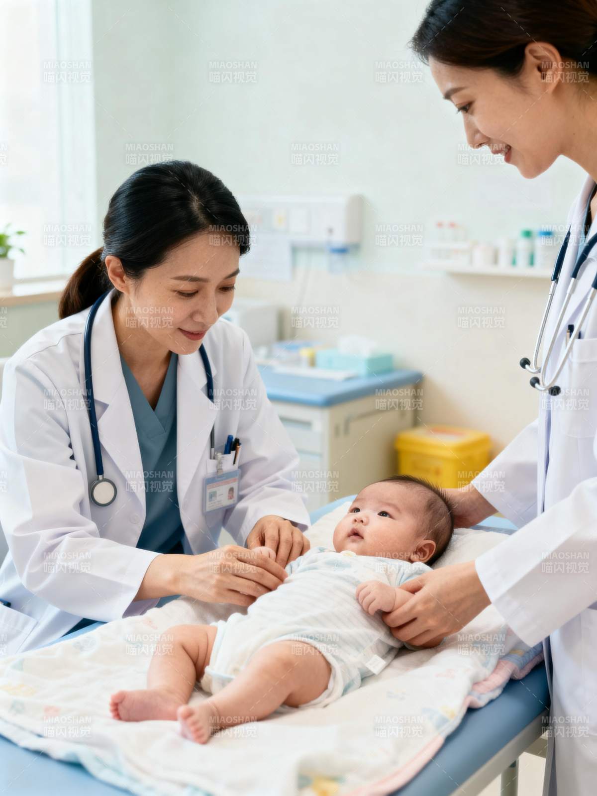 医生检查婴儿健康图片