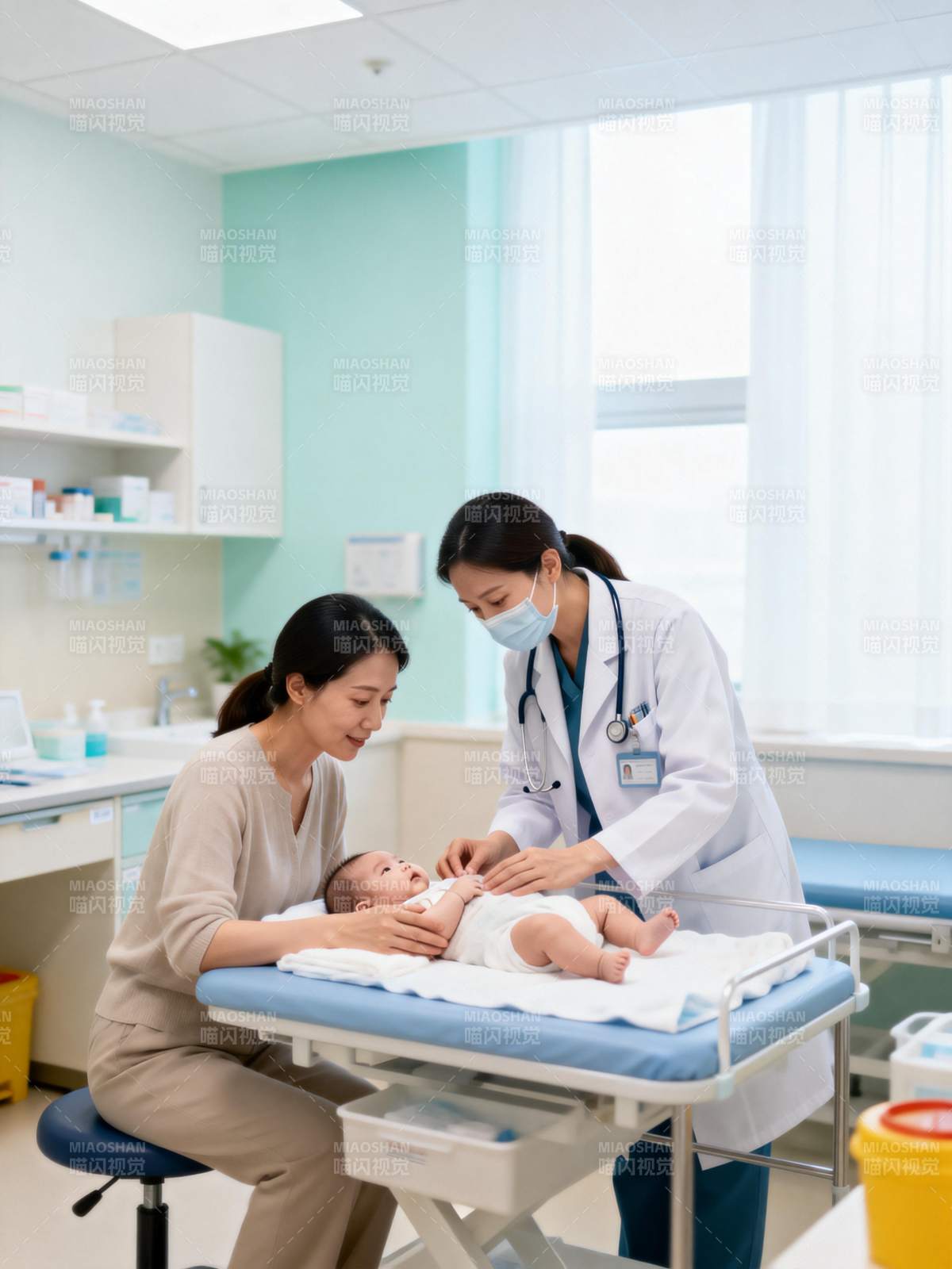 医生检查婴儿健康图片