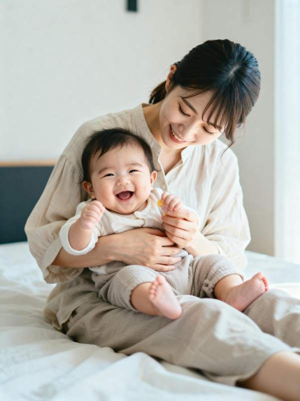 母子笑颜温暖瞬间图片