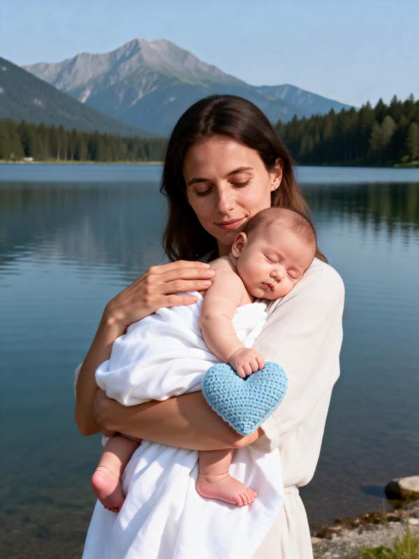 湖畔母爱时光图片