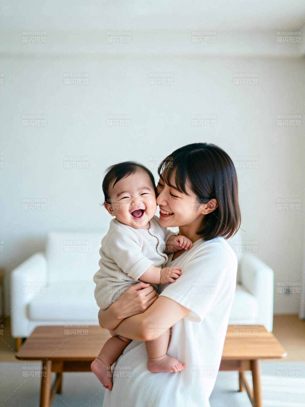 母子笑颜温暖瞬间图片