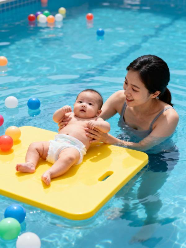 妈妈陪宝宝游泳图片