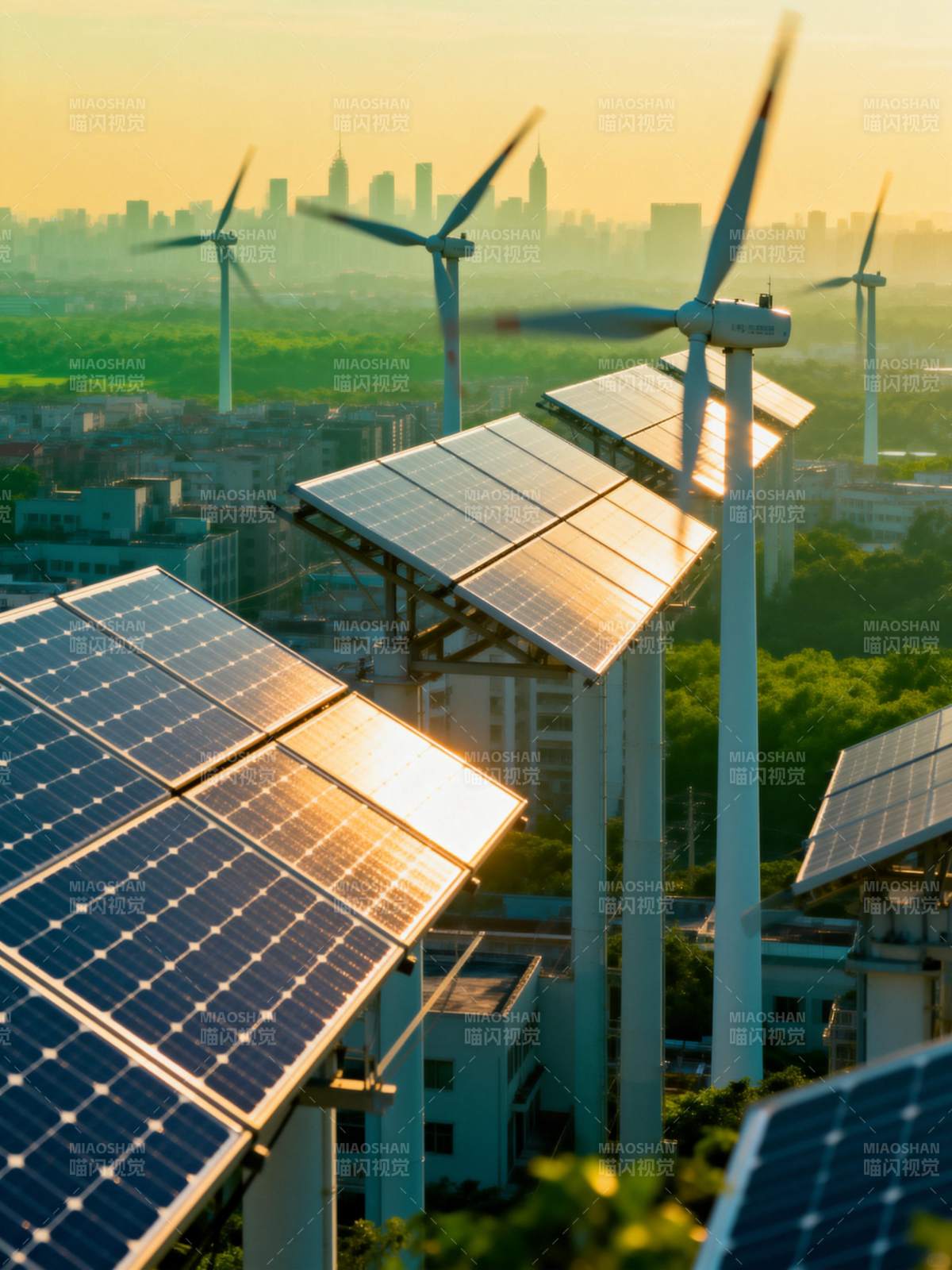 绿色能源城市风光图片