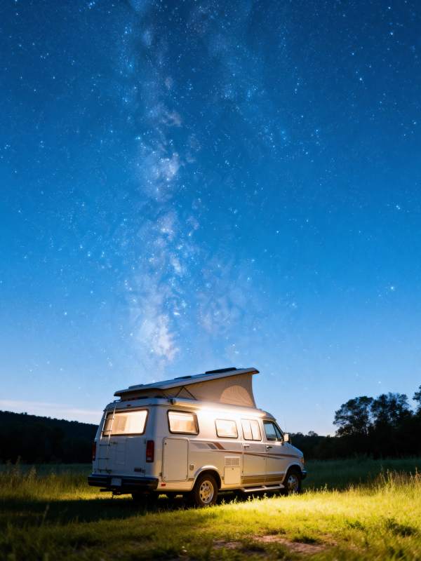 星空下的露营车图片