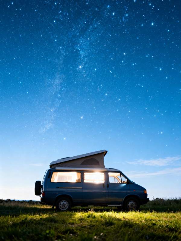 星空下的露营车图片