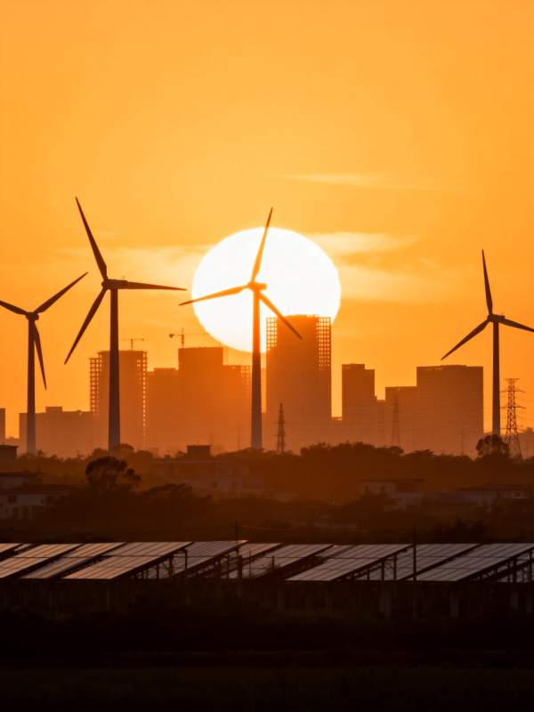 日落风能城景图片