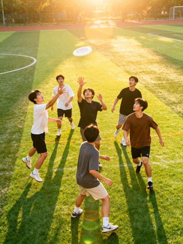 阳光下的飞盘游戏图片