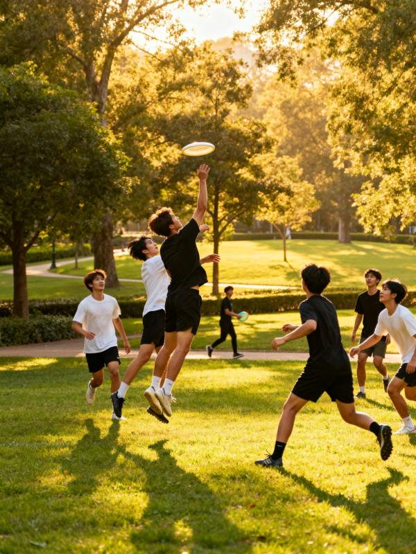 阳光下的飞盘竞技图片