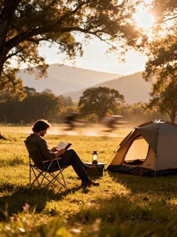 夕阳下的静谧阅读图片