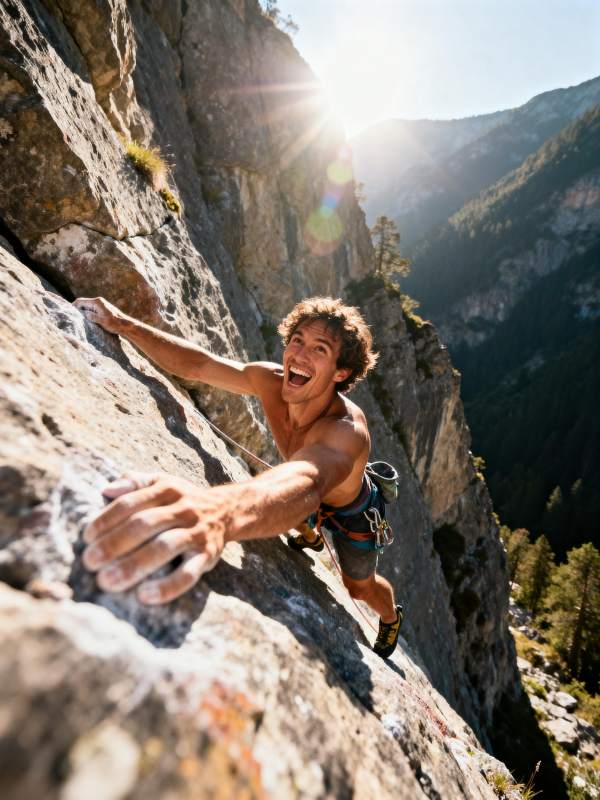 攀岩者挑战峭壁图片