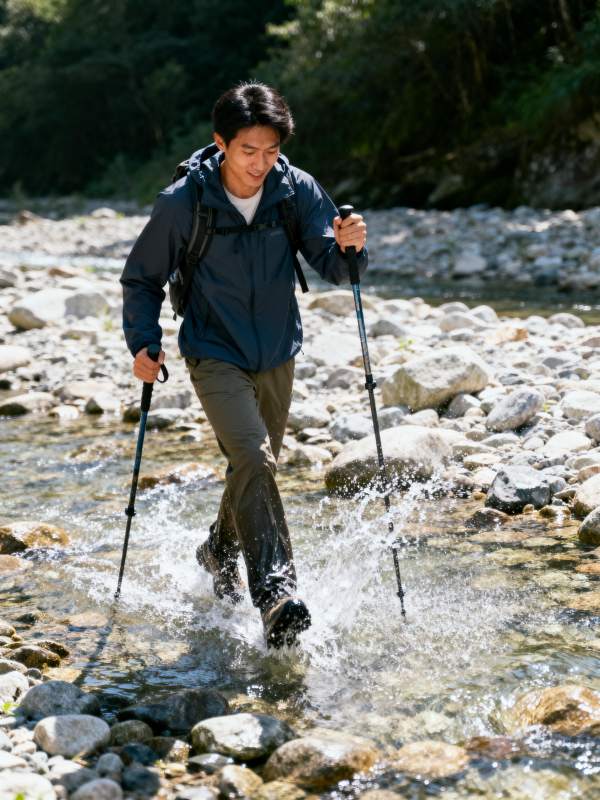 徒步涉水行图片