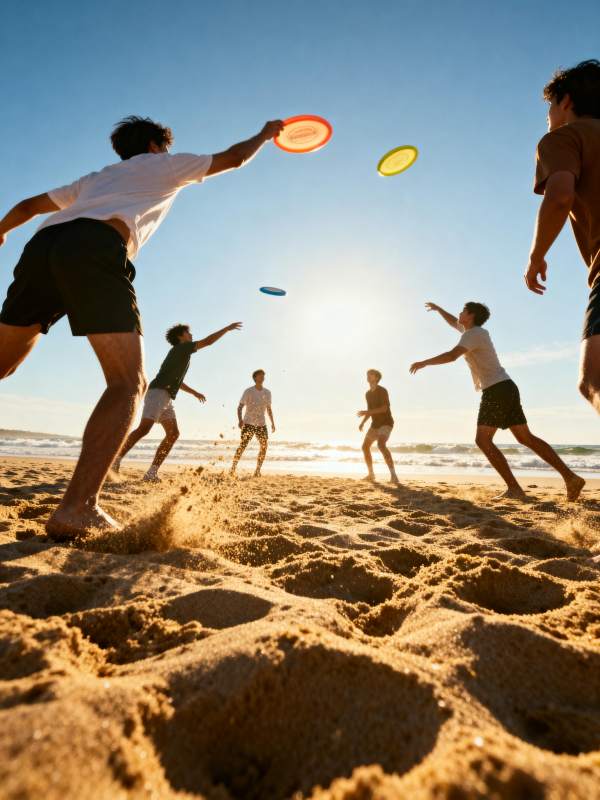 沙滩飞盘欢乐时光图片
