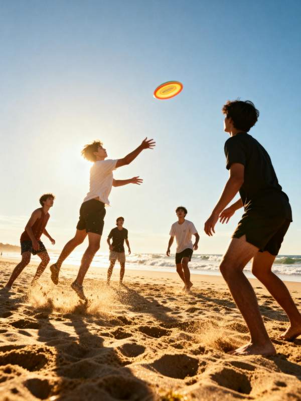沙滩飞盘乐图片