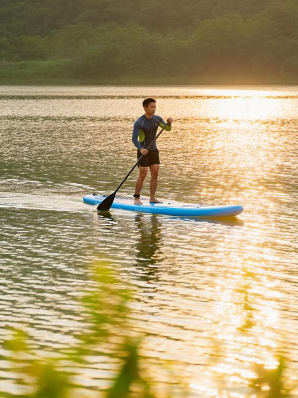 湖上桨板夕阳行图片