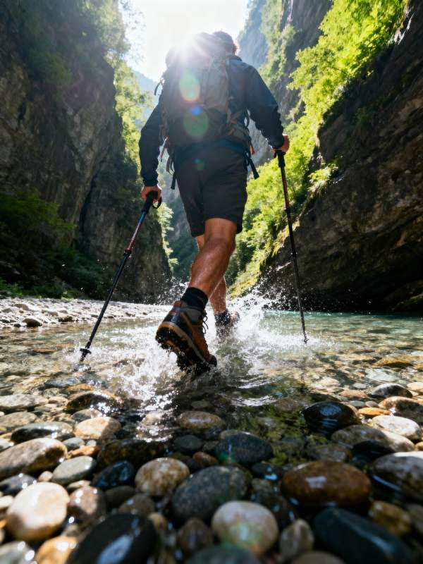 徒步穿越溪谷图片
