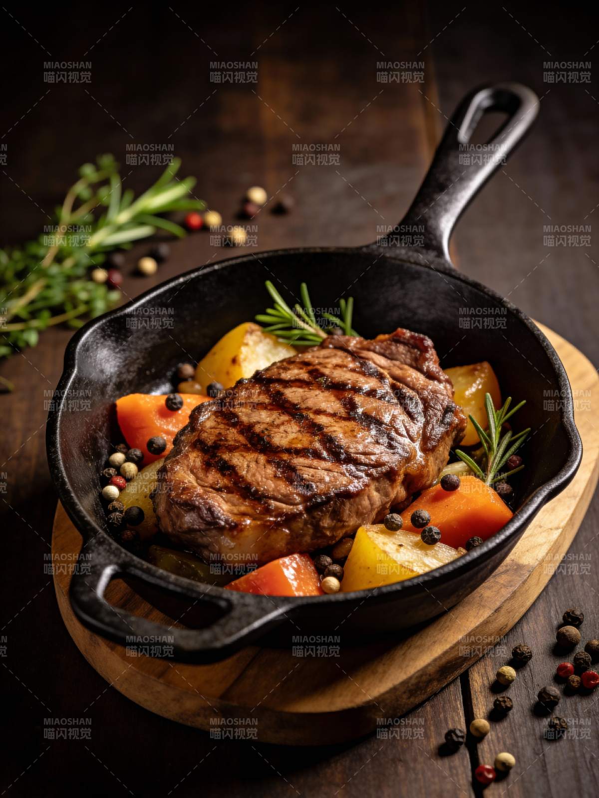 香煎牛排配时蔬图片