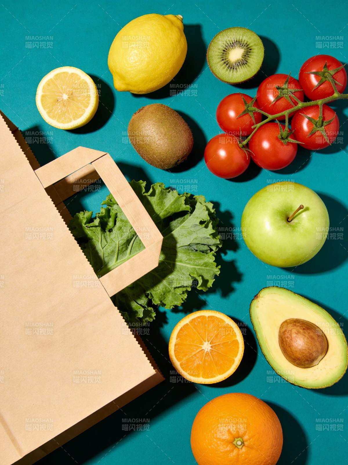 新鲜蔬果购物袋图片