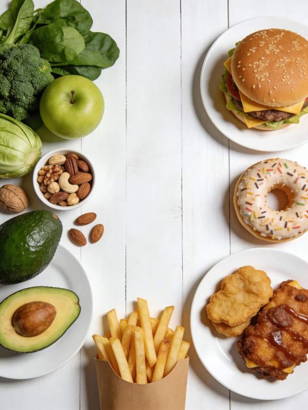 健康与快餐对比图片