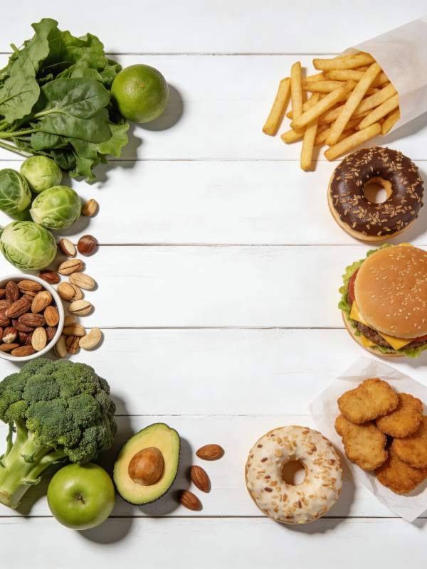 健康与垃圾食品对比图片