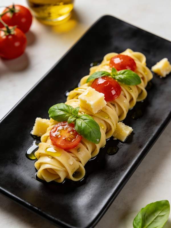 意面配番茄与罗勒图片