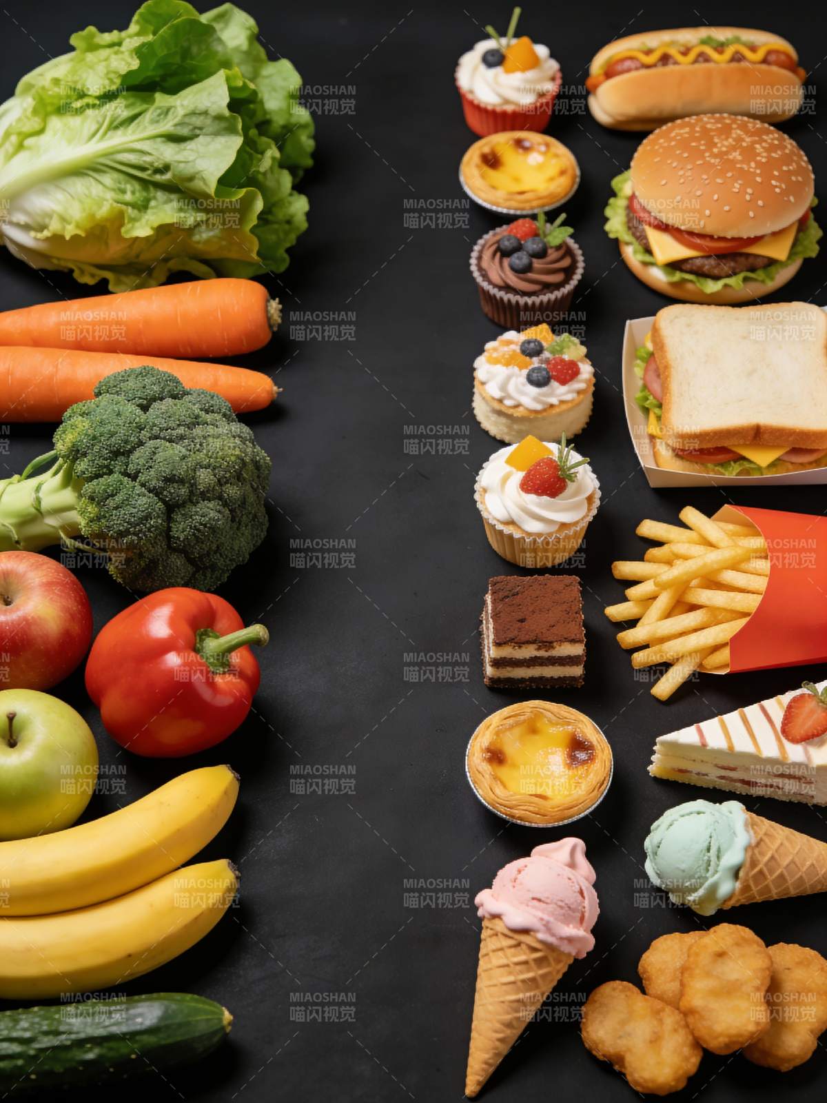 健康与美食对比图片