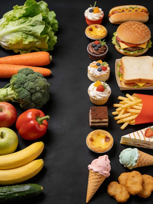 健康与美食对比图片