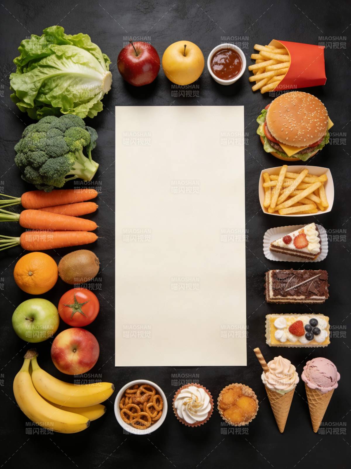 健康与美食的对比图片