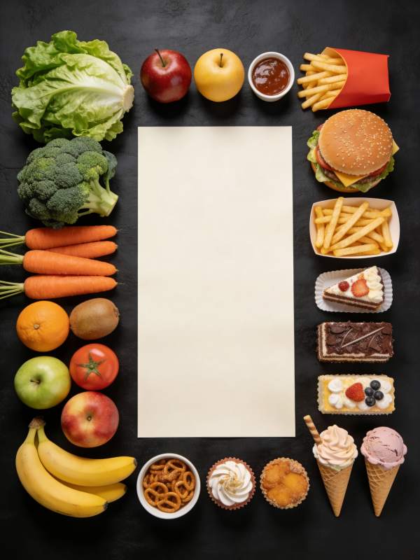 健康与美食的对比图片