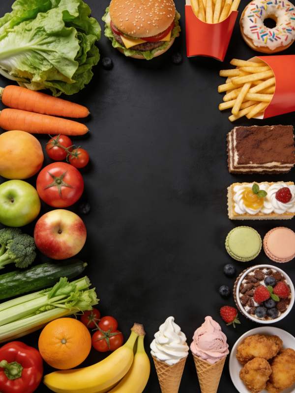 健康与美食的对比图片