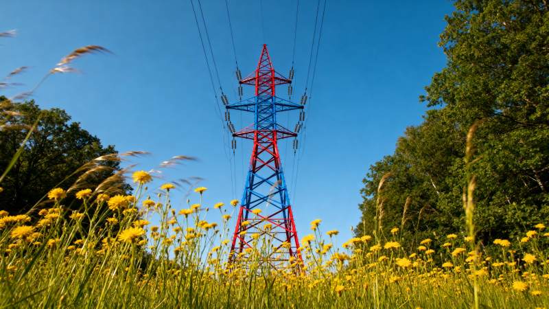 彩塔花海映蓝天图片