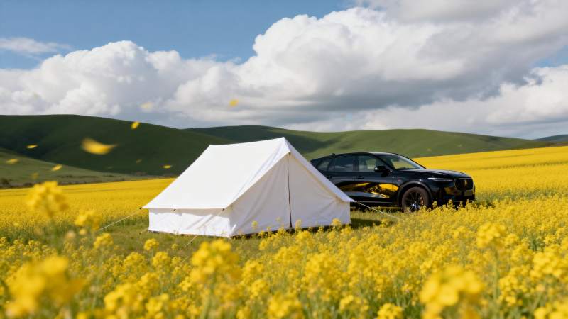 花海露营 车旁帐篷图片