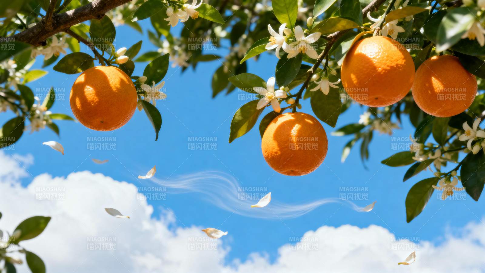 橙花飘香 果满枝头图片