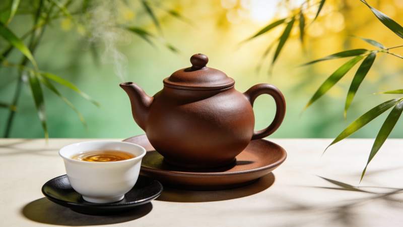 茶香竹影静谧时图片