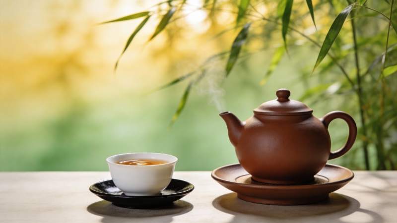 茶香竹影静谧时图片