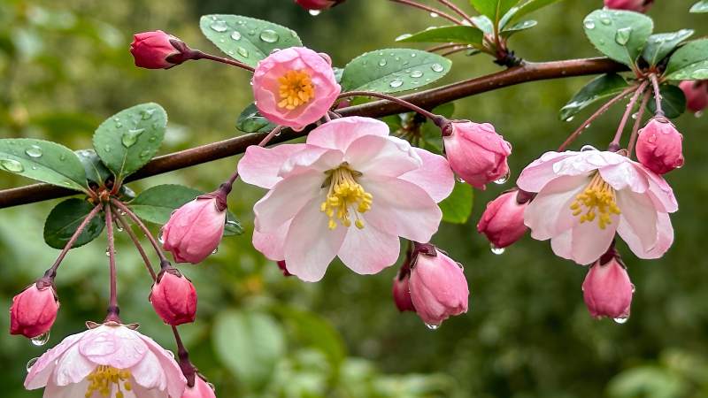 海棠花绽放枝头图片