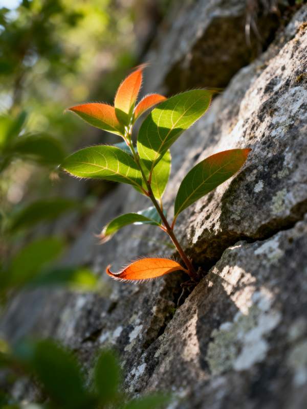 岩缝中的新绿图片
