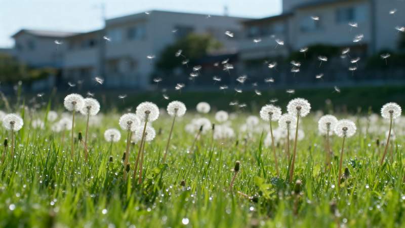 蒲公英随风飘散图片