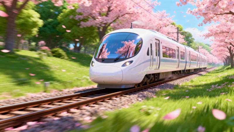 樱花列车春日行图片