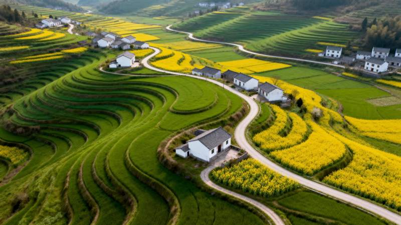 梯田花海风光图片